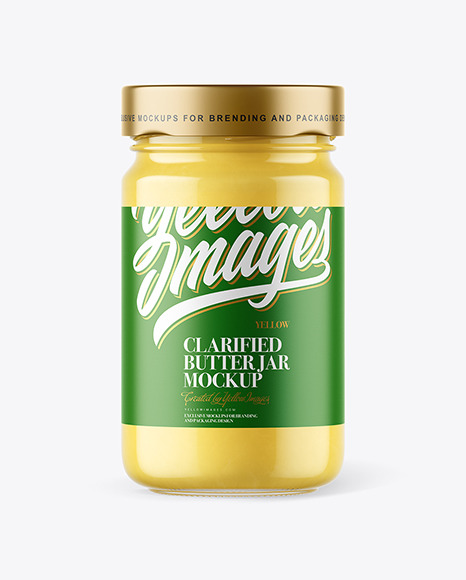 Download Clear Glass Jar With Ghee Clarified Butter Mockup In Jar Mockups On Yellow Images Object Mockups PSD Mockup Templates