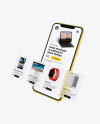 Clay iPhone 11 with Cards Mockup