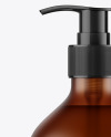 Frost Amber Liquid Soap Bottle with Pump Mockup