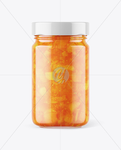 Download Clear Glass Jar With Apricot Jam Mockup In Jar Mockups On Yellow Images Object Mockups PSD Mockup Templates