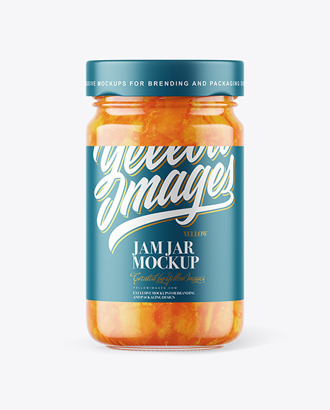 Download Clear Glass Jar With Orange Jam Mockup Yellow Author Yellowimages Mockups