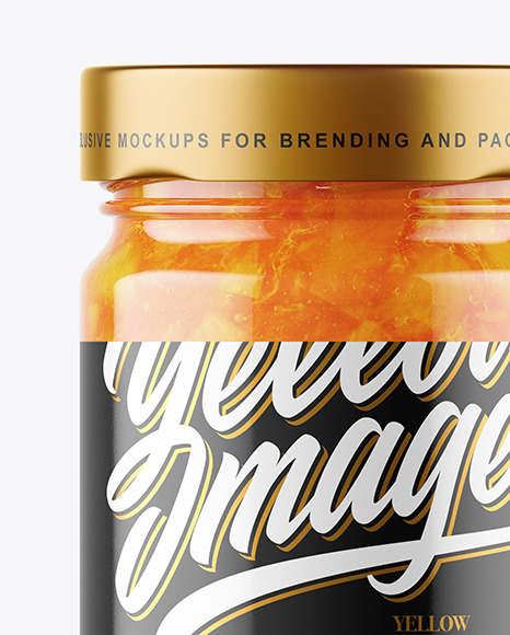 Download Clear Glass Jar With Apricot Jam Mockup In Jar Mockups On Yellow Images Object Mockups Yellowimages Mockups