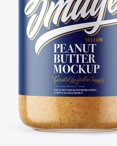 Clear Glass Jar With Crunchy Peanut Butter Mockup In Jar Mockups On Yellow Images Object Mockups