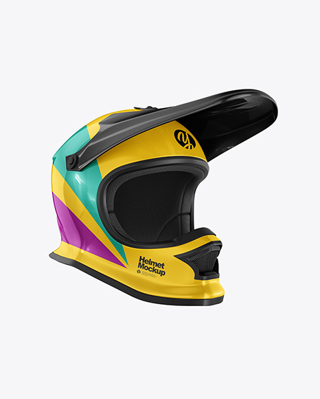 Motocross Helmet Mockup In Apparel Mockups On Yellow Images Object Mockups