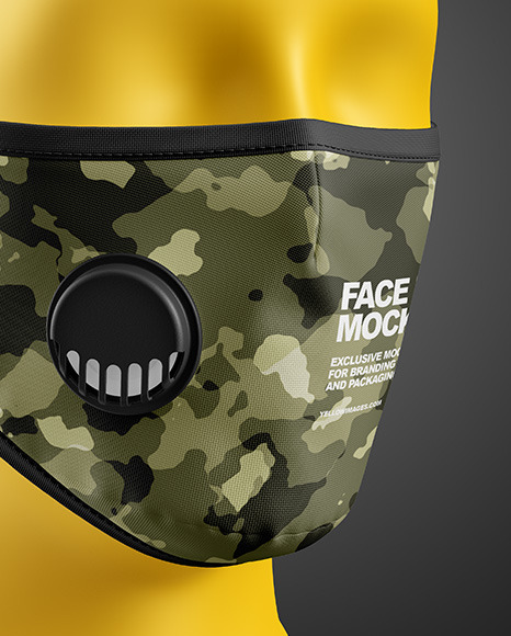 Download Face Mask With Valve Mockup In Apparel Mockups On Yellow Images Object Mockups PSD Mockup Templates