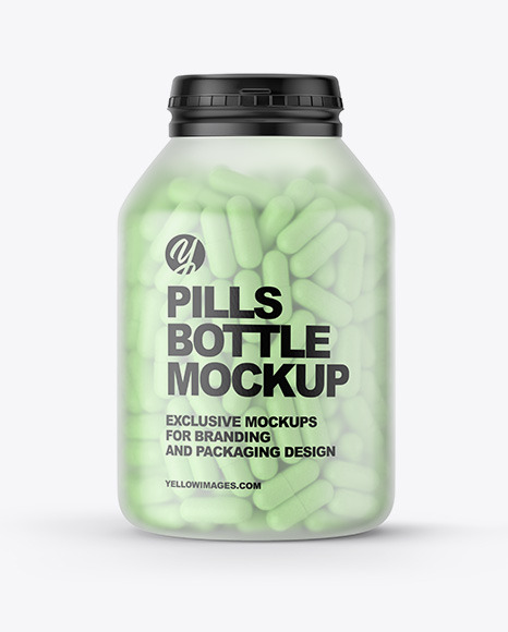 Download Frosted Bottle With Pills Psd Mockup Yellowimages