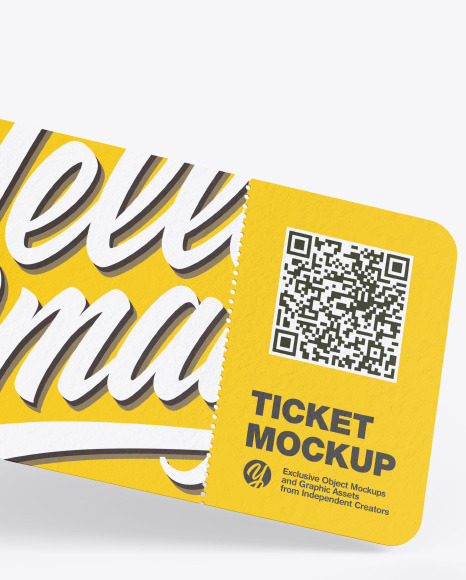 Paper Ticket Mockup In Free Mockups On Yellow Images Object Mockups