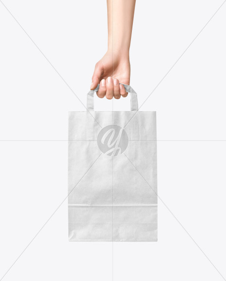 Hand W Paper Bag Mockup In Bag Sack Mockups On Yellow Images Object Mockups