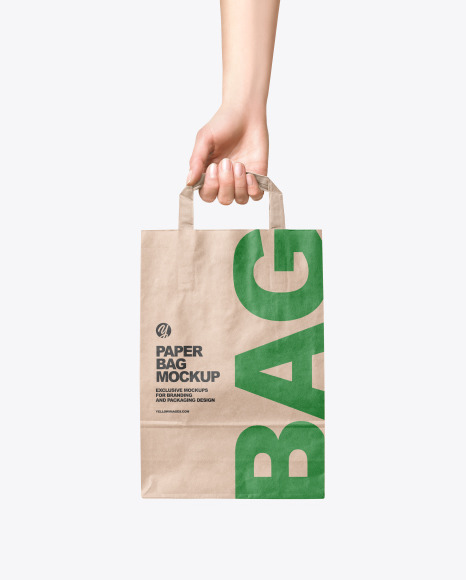 Download Hand W Paper Bag Mockup In Bag Sack Mockups On Yellow Images Object Mockups Yellowimages Mockups