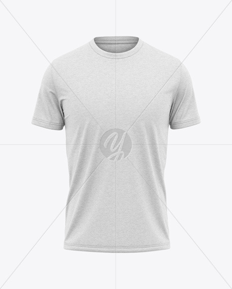 Men S Heather Crew Neck T Shirt Mockup Front View In Apparel Mockups On Yellow Images Object Mockups