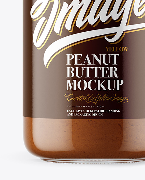 Download Clear Glass Jar Peanut Butter Psd Mockup Yellowimages