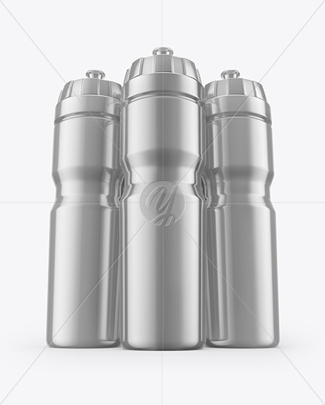 Download Three Metallic Sport Bottles Mockup In Bottle Mockups On Yellow Images Object Mockups Yellowimages Mockups