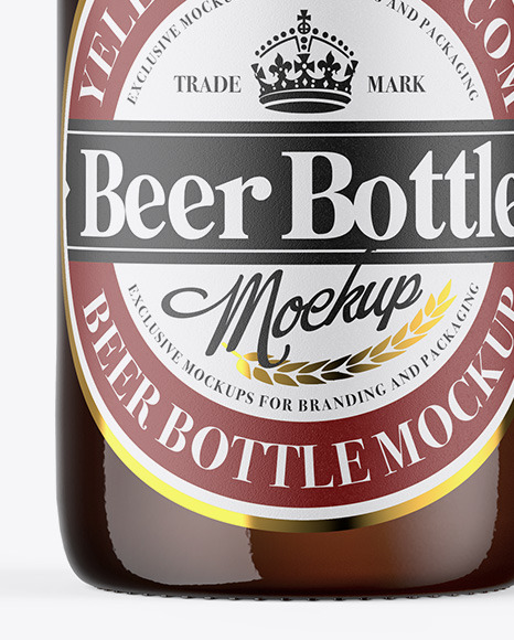 Amber Beer Bottle Mockup PSD #1