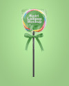 Swirl Lollipop with Bow and Sticker Mockup