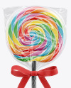 Swirl Lollipop with Bow and Sticker Mockup