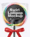 Swirl Lollipop with Bow and Sticker Mockup