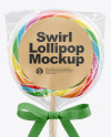 Swirl Lollipop with Bow and Sticker Mockup