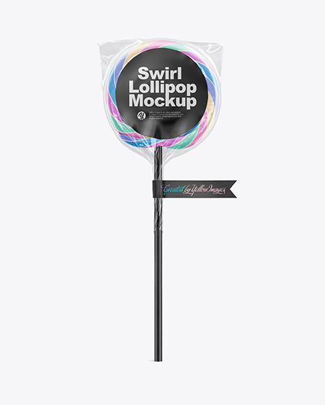 Download Swirl Lollipop With Sticker And Flag Label Mockup In Packaging Mockups On Yellow Images Object Mockups PSD Mockup Templates