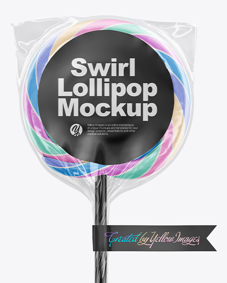 Download Swirl Lollipop With Sticker And Flag Label Mockup In Packaging Mockups On Yellow Images Object Mockups PSD Mockup Templates