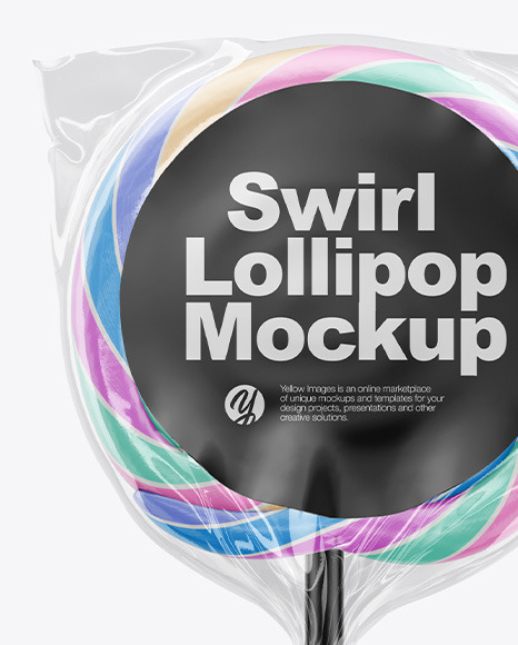 Download Swirl Lollipop With Sticker And Flag Label Mockup In Packaging Mockups On Yellow Images Object Mockups