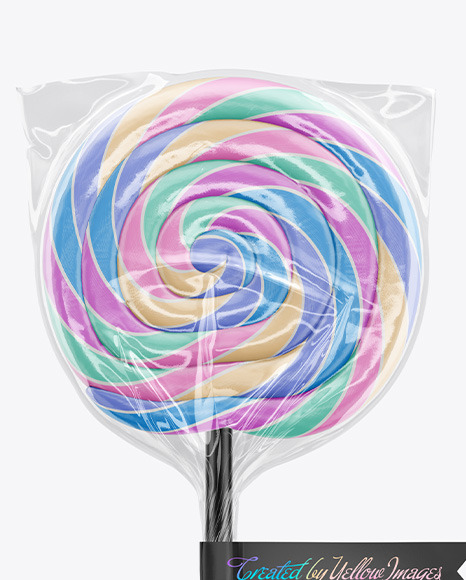 Swirl Lollipop with Sticker and Flag Label Mockup in Packaging Mockups on Yellow Images Object ...