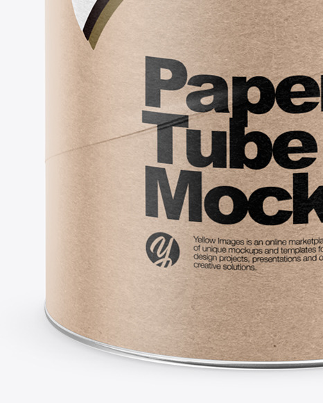 Download Kraft Paper Tube Mockup In Tube Mockups On Yellow Images Object Mockups PSD Mockup Templates