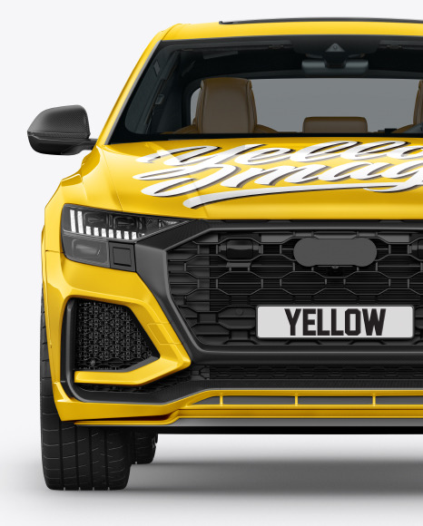 Download Coupe Crossover Suv Mockup Front View In Vehicle Mockups On Yellow Images Object Mockups PSD Mockup Templates