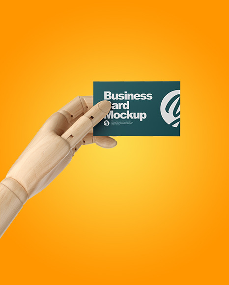 Download Wooden Hand With Business Card Mockup In Stationery Mockups On Yellow Images Object Mockups PSD Mockup Templates