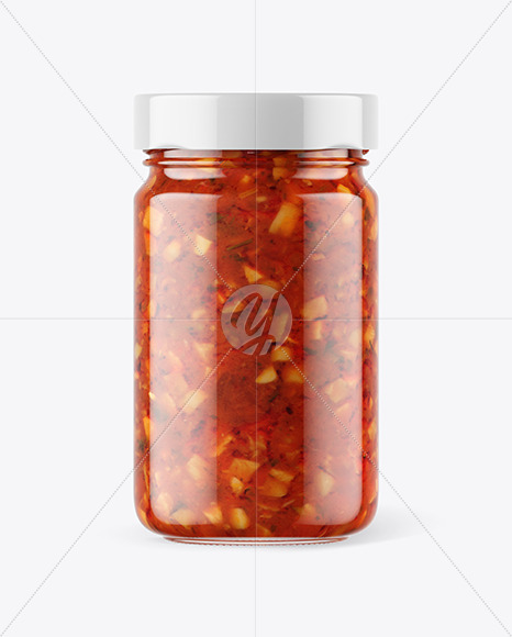 Download Clear Glass Jar With Bruschetta Sauce Mockup In Jar Mockups On Yellow Images Object Mockups Yellowimages Mockups