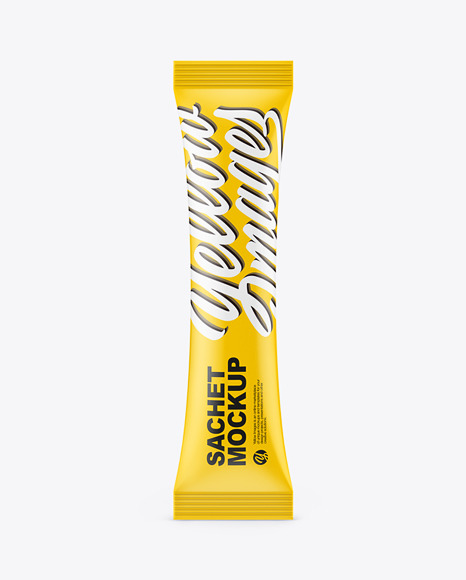 Matte Stick Sachet Mockup - Front View in Sachet Mockups on Yellow Images Object Mockups