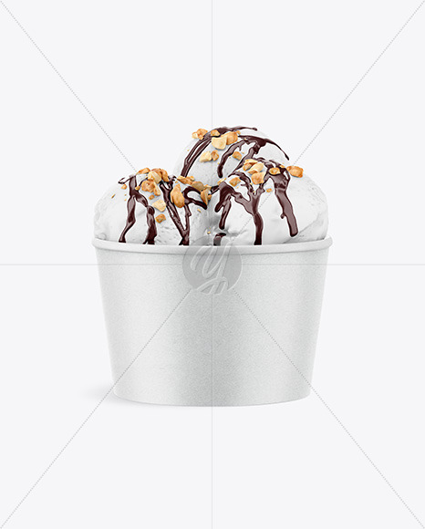 Download Kraft Ice Cream Cup Mockup Front View In Cup Bowl Mockups On Yellow Images Object Mockups PSD Mockup Templates