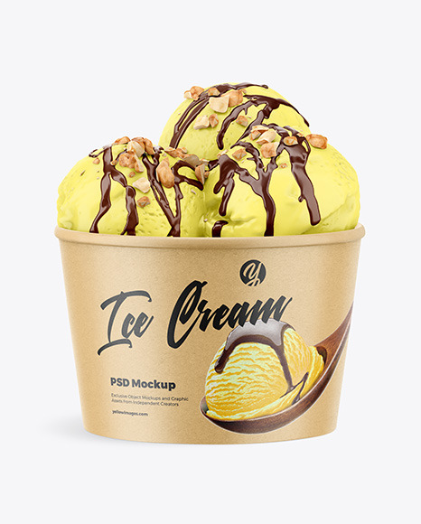 Download Kraft Ice Cream Cup Mockup - Front View in Cup & Bowl Mockups on Yellow Images Object Mockups