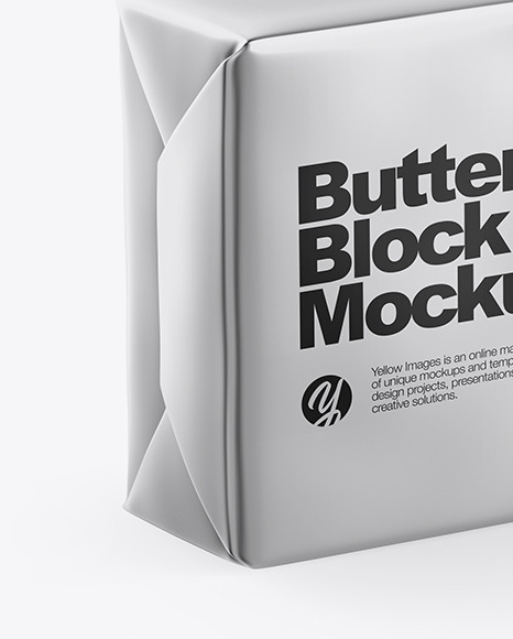 Download Metallic Butter Block Mockup Half Side View In Packaging Mockups On Yellow Images Object Mockups PSD Mockup Templates