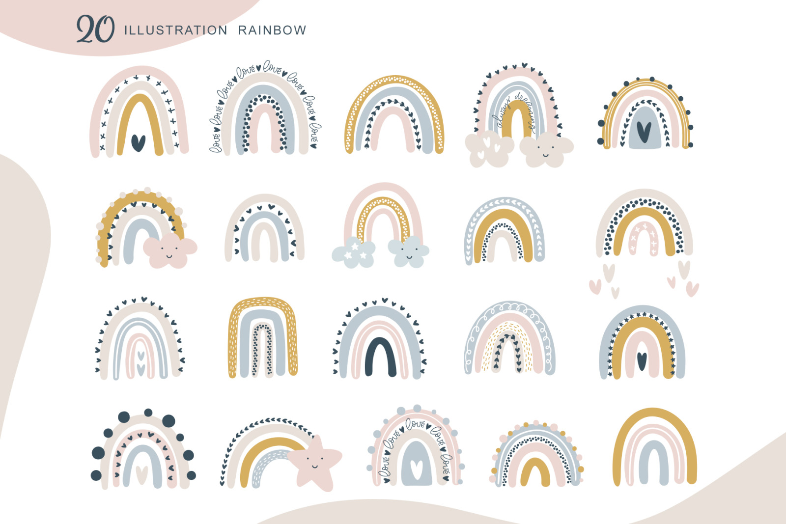 Download Rainbow Scandinavian Svg In Illustrations On Yellow Images Creative Store