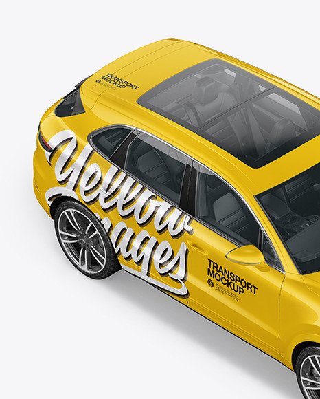 Download Luxury Crossover Mockup Top Halfside View In Vehicle Mockups On Yellow Images Object Mockups