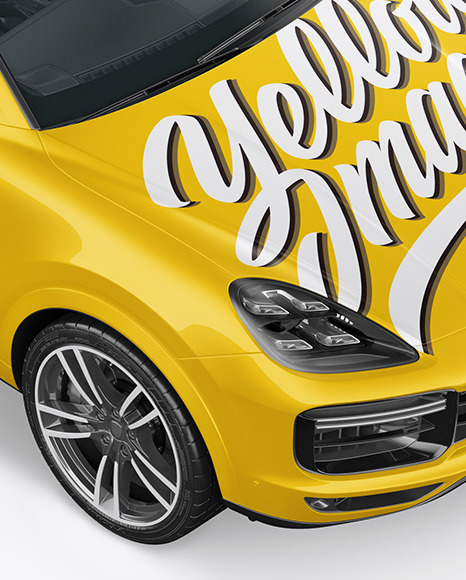 Download Luxury Crossover Mockup Top Halfside View In Vehicle Mockups On Yellow Images Object Mockups