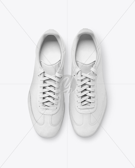 Realistic Sneakers Mockup In Apparel Mockups On Yellow Images Object Mockups