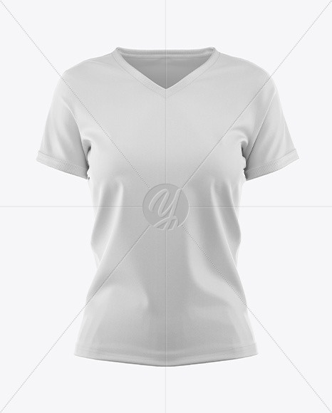 Download Women S V Neck T Shirt Mockup Front View In Apparel Mockups On Yellow Images Object Mockups PSD Mockup Templates