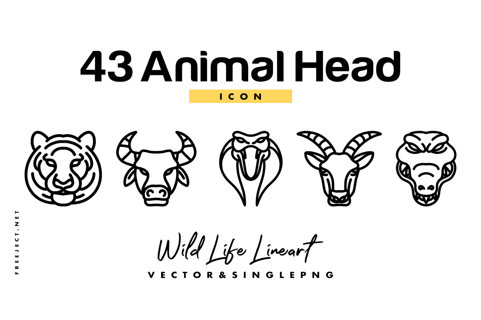 Download 43 Animal Head Icon Hand Drawn Vector In Icons On Yellow Images Creative Store