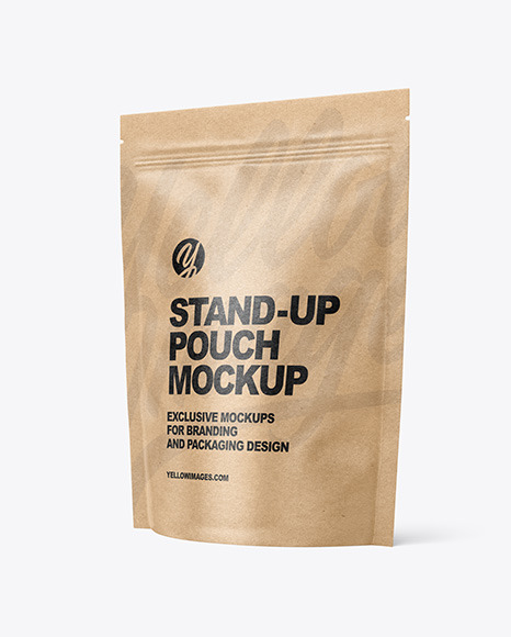 Download Kraft Paper Stand Up Pouch Mockup In Pouch Mockups On Yellow Images Object Mockups Yellowimages Mockups