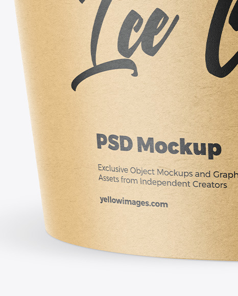 Download Kraft Ice Cream Cup With Plastic Cap Mockup Front View In Cup Bowl Mockups On Yellow Images Object Mockups PSD Mockup Templates