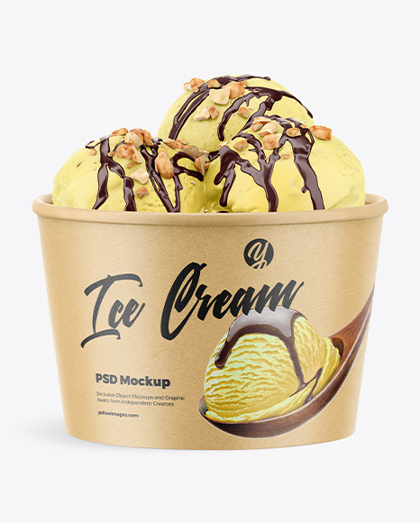 Download Kraft Ice Cream Cup With Plastic Cap Mockup Front View In Cup Bowl Mockups On Yellow Images Object Mockups Yellowimages Mockups