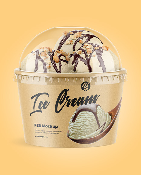 Download Carton Ice Cream Cup Psd Mockup Front View High Angle Shot Yellowimages