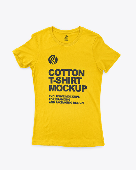 Download T Shirt With Round Neck Mockup In Apparel Mockups On Yellow Images Object Mockups