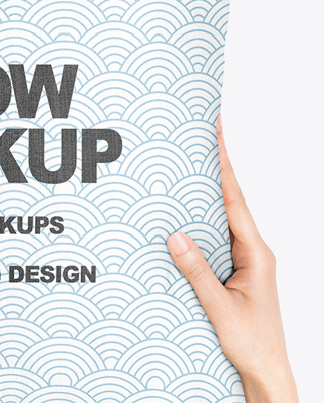 Pillow in Hands Mockup PSD #1