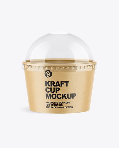 Kraft Paper Cup with Plastic Cap Mockup PSD #2