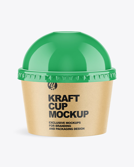 4 Free Clear Plastic Disposable Juice Cup With Dome Lid Mockup PSD