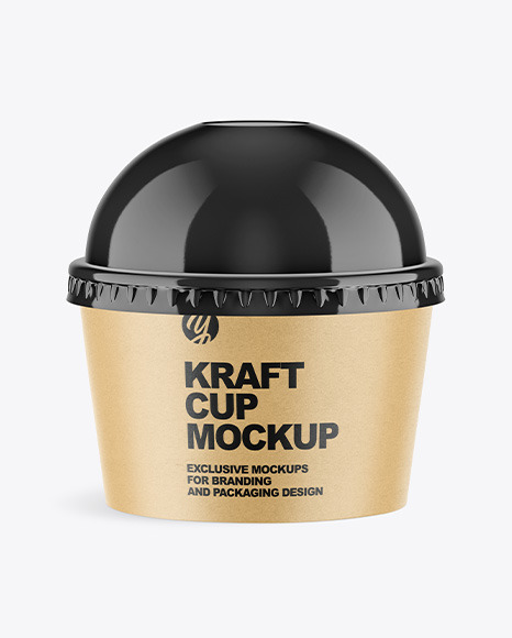 Kraft Paper Cup with Plastic Cap Mockup PSD #5