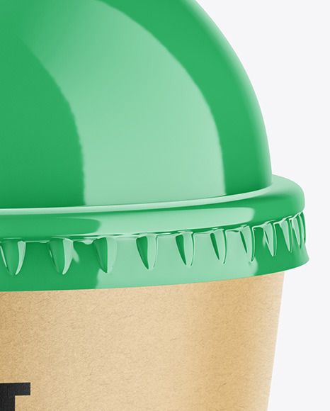 Kraft Paper Cup with Plastic Cap Mockup PSD #6