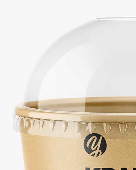 Kraft Paper Cup with Plastic Cap Mockup PSD #7